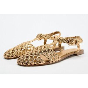 ZARA FLAT CAGE SANDALS Size EU 37/US 6.5